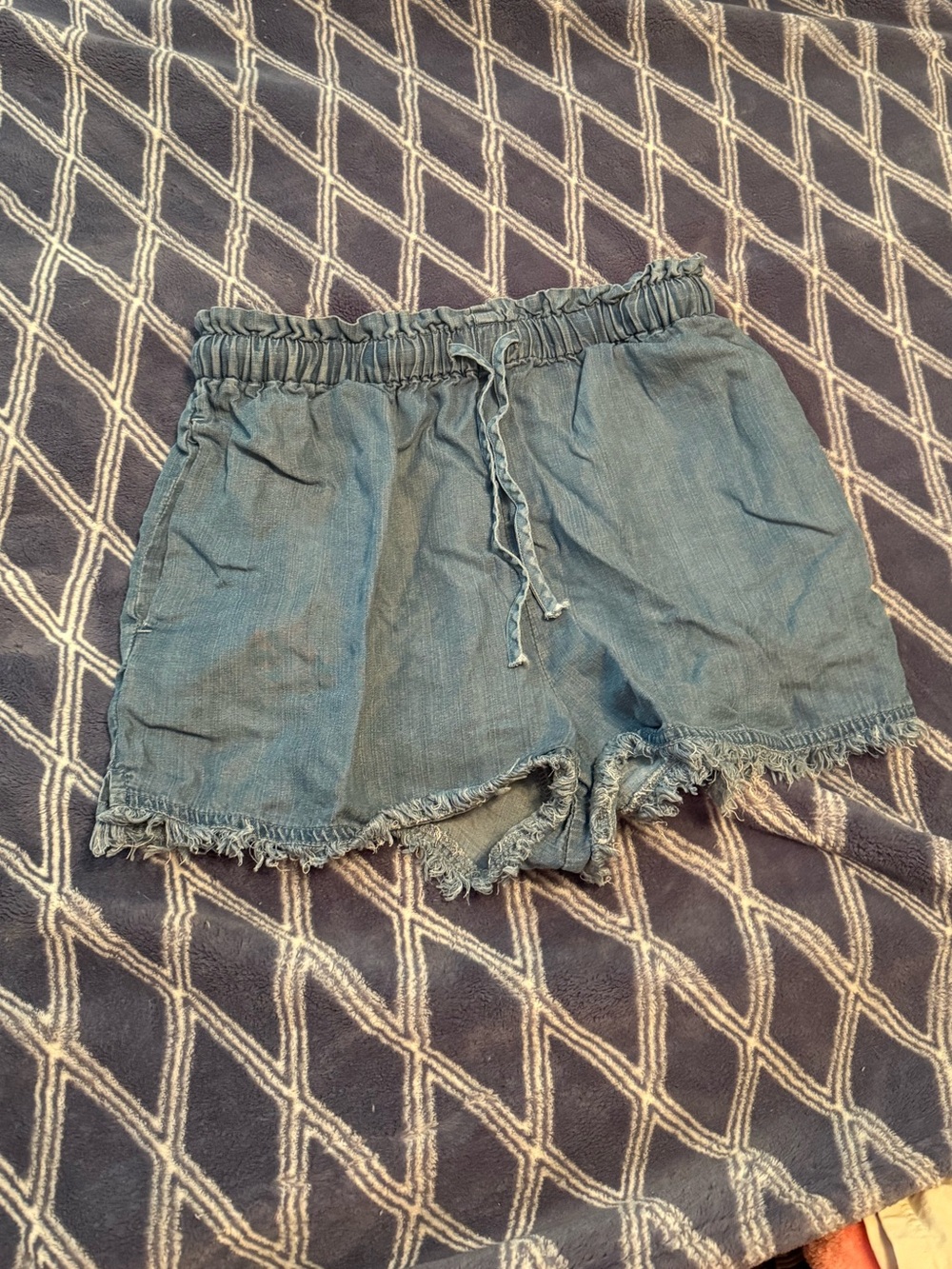 Hem & Thread Light Blue Drawstring Chambray Shorts